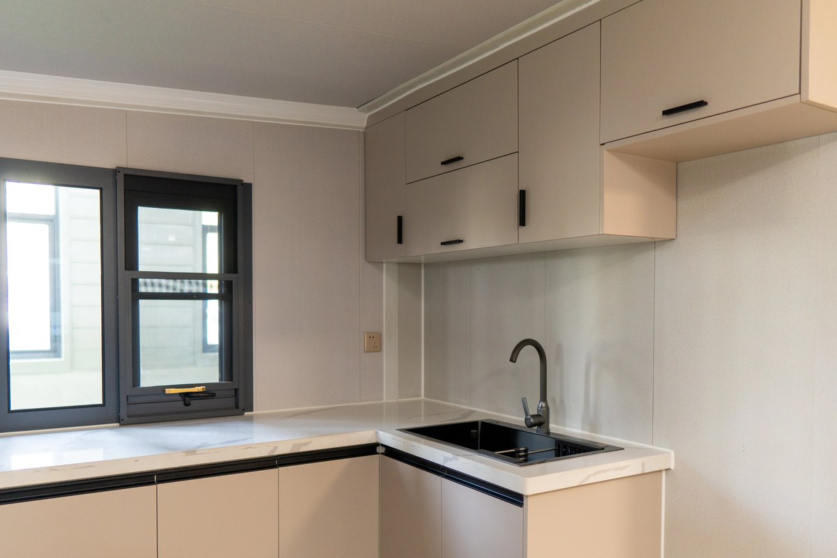 Modern prefab home kitchen